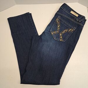 Democracy Liberty Skinny Jean  Stretch Straight Leg Embellished Women's 12